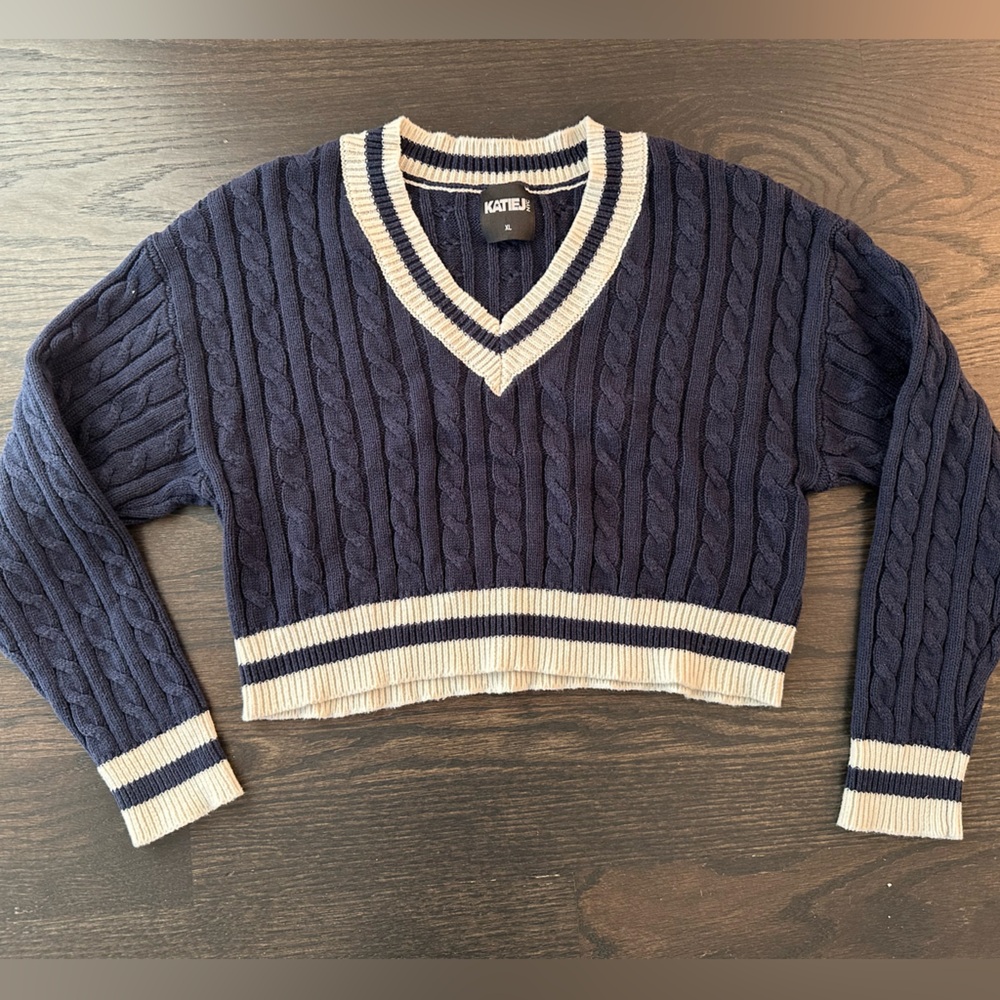 KatieJ NYC Girls Navy/White Sweater Size XL